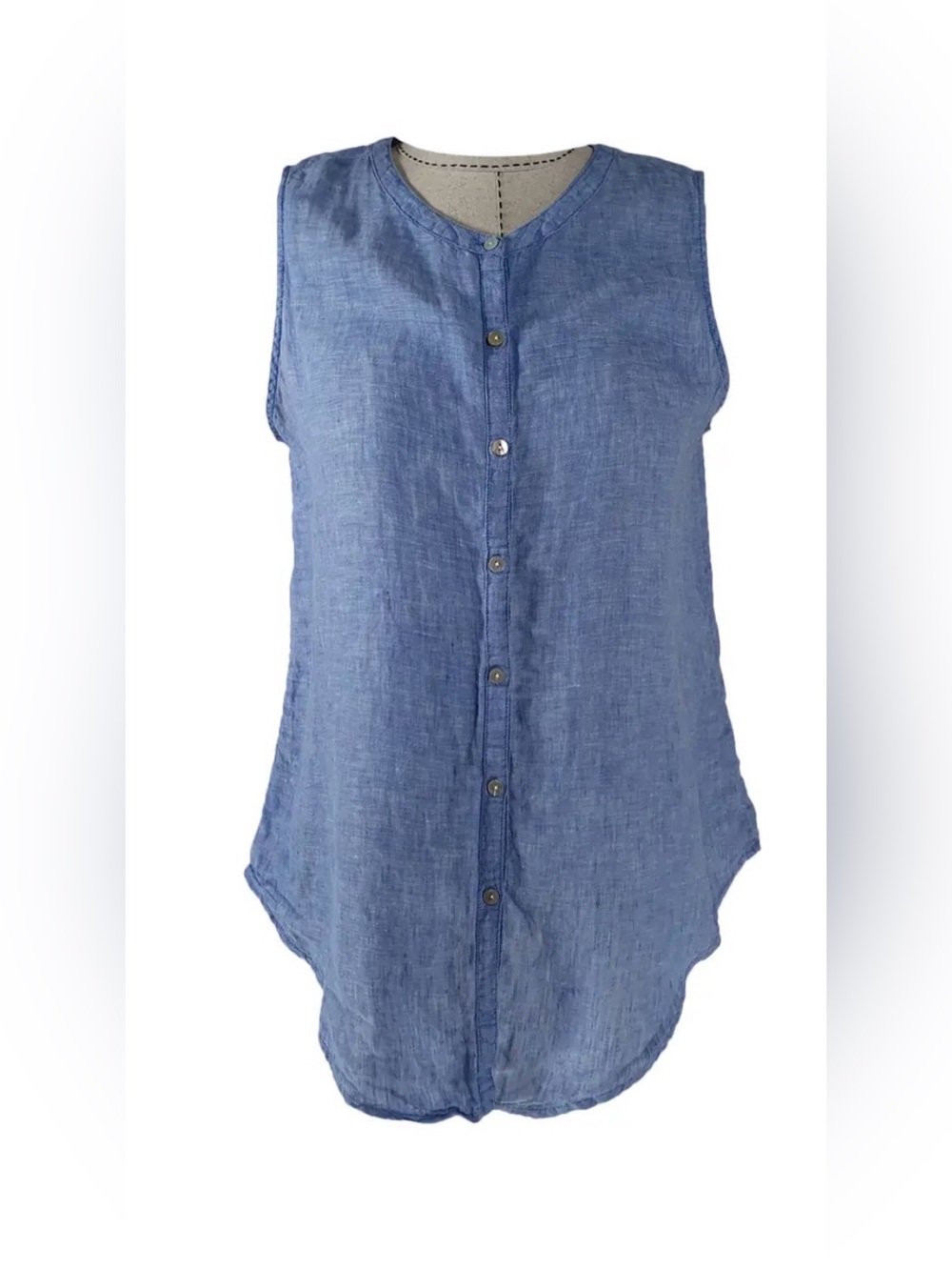 Christian Siriano 100% linen sleeveless blouse blue large